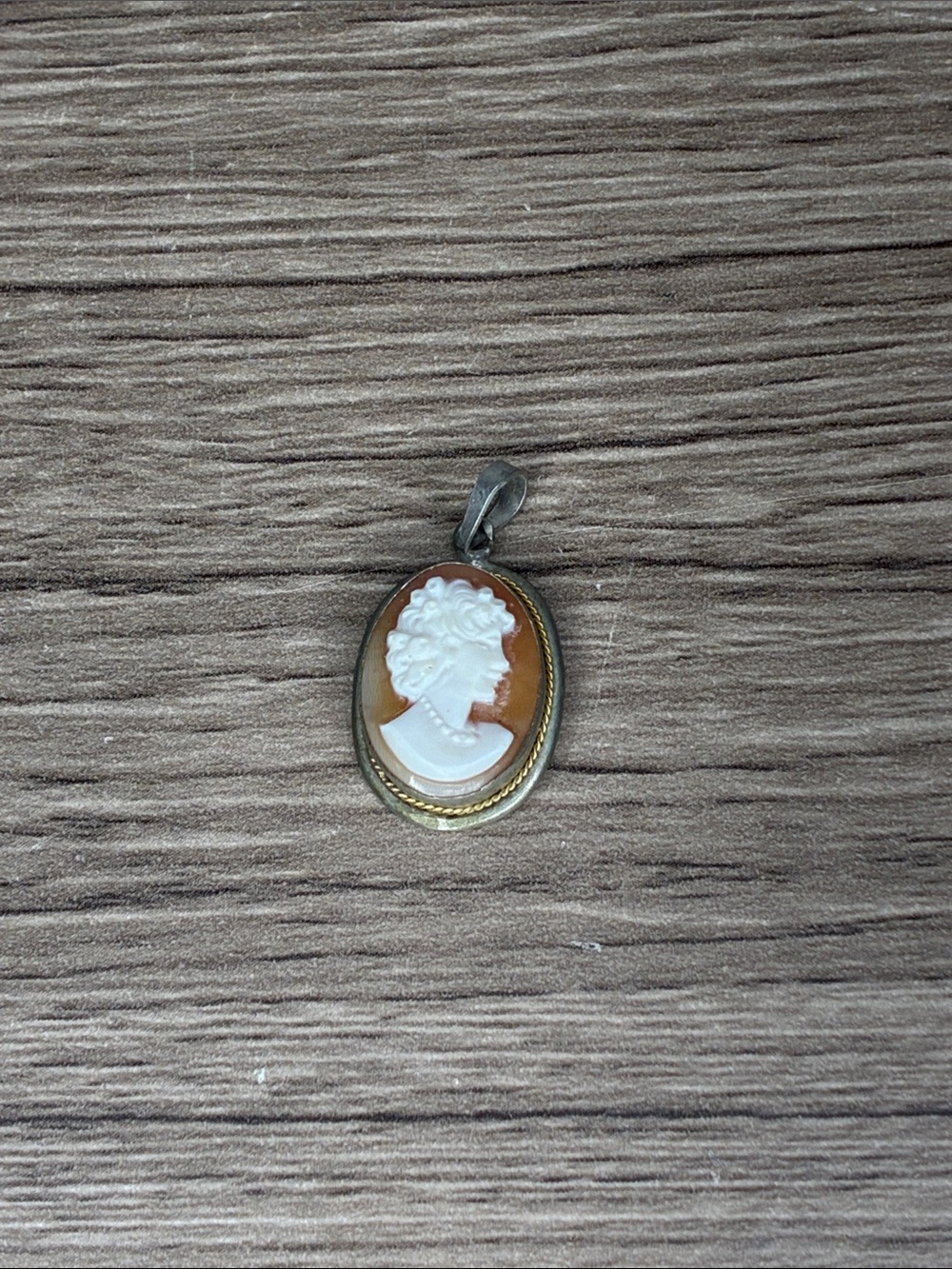 Vintage White and Brown Cameo Pendant